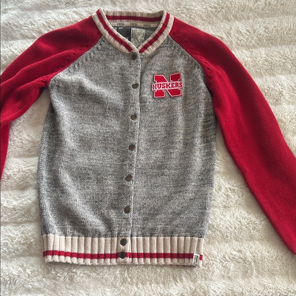 Women's Red and Gray Nebraska huskers Cardigan